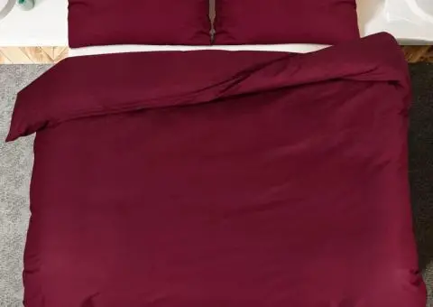 Set cu husă de pilotă, roșu bordo, 260x240 cm, microfibră - 5/5