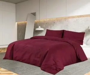 Set cu husă de pilotă, roșu bordo, 200x220 cm, microfibră