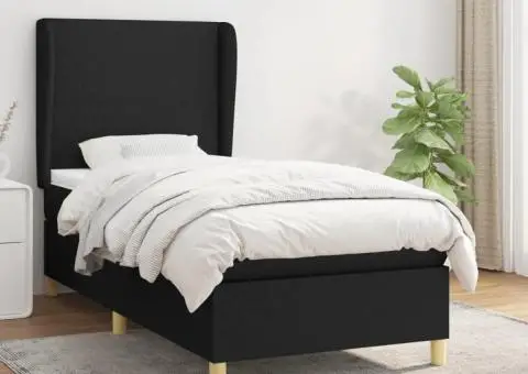 Pat box spring cu saltea, negru, 100x200 cm, textil - 1/5