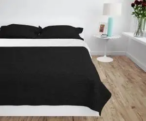 Cuvertură matlasată cu două fețe, 220x240 cm, negru și alb
