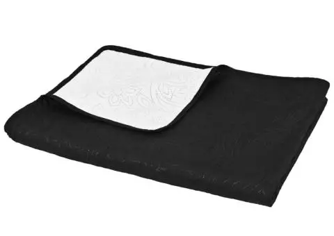 Cuvertură matlasată cu două fețe, 220x240 cm, negru și alb - 4/5