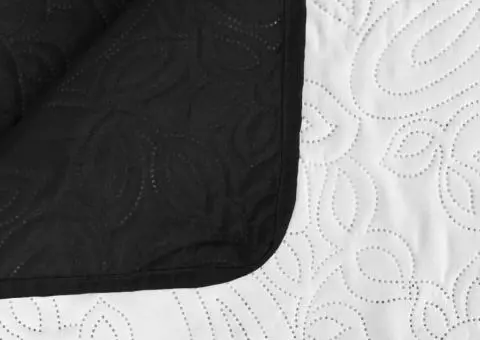 Cuvertură matlasată cu două fețe, 220x240 cm, negru și alb - 5/5