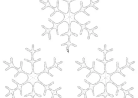 Figurină Fulg de Zăpadă de Crăciun LED 2 buc. alb cald 59x59 cm - 3/5