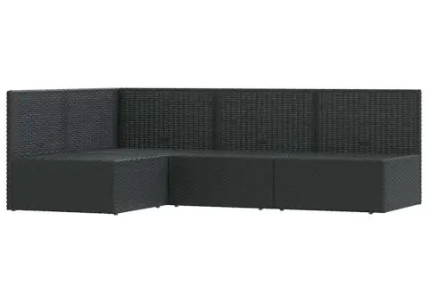 Set mobilier relaxare grădină 4 piese cu perne poliratan negru - 3/5