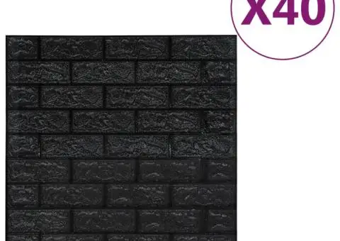 Tapet de perete autocolant, model cărămizi 3D, 40 buc., negru - 2/5