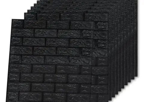 Tapet de perete autocolant, model cărămizi 3D, 40 buc., negru - 4/5