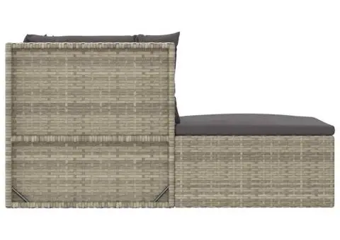 Set mobilier de grădină cu perne, 5 piese, gri, poliratan - 5/5