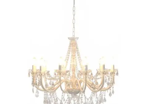 Candelabru cu mărgele, alb, 12 becuri E14 - 2/5