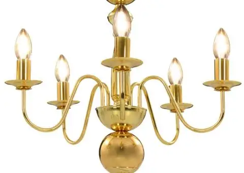 Candelabru, auriu, 5 becuri E14 - 1/5