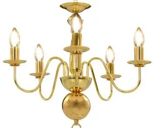Candelabru, auriu, 5 becuri E14