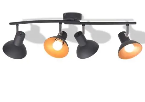 Lustră pentru 4 becuri E27, negru și auriu - 2/5