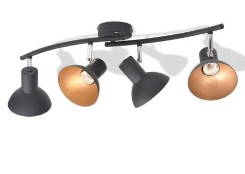 Lustră pentru 4 becuri E27, negru și auriu - 3/5