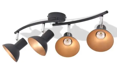 Lustră pentru 4 becuri E27, negru și auriu - 4/5