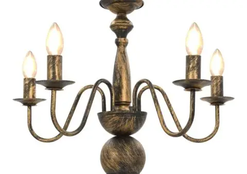 Candelabru antichizat, negru, 5 becuri E14 - 1/5