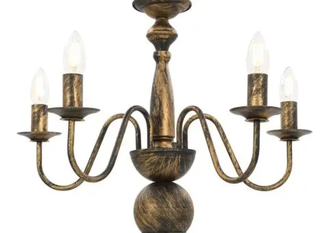 Candelabru antichizat, negru, 5 becuri E14 - 2/5