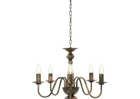 Candelabru antichizat, negru, 5 becuri E14 - 3/5