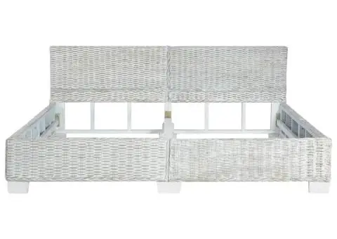 Cadru de pat, gri, 180 x 200 cm, ratan natural - 3/5