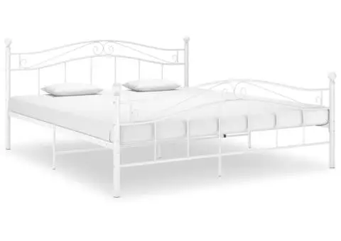 Cadru de pat, alb, 200x200 cm, metal - 1/5