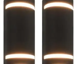 Lămpi de perete pentru exterior 2 buc. negru 35 W semirotund