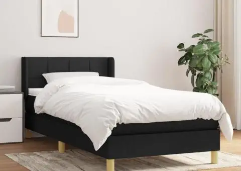 Pat box spring cu saltea, negru, 90x200 cm, textil - 1/5