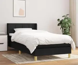 Pat box spring cu saltea, negru, 90x200 cm, textil
