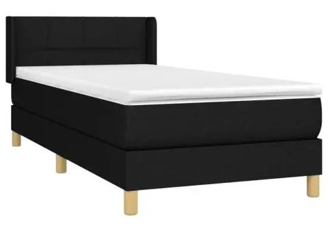 Pat box spring cu saltea, negru, 90x200 cm, textil - 3/5