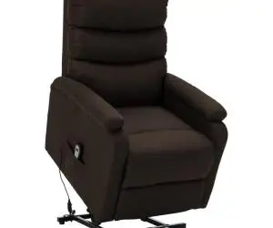Fotoliu cu ridicare, maro închis, material textil