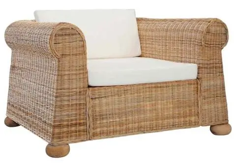 Fotoliu cu perne, culoare naturală, ratan - 1/5