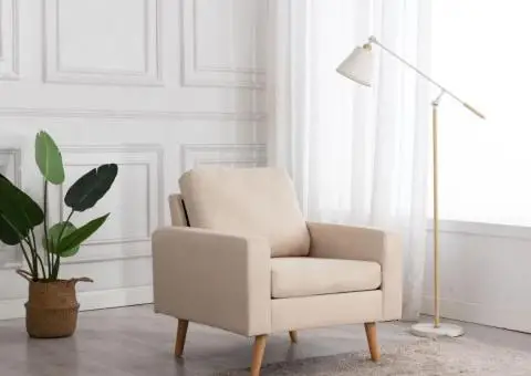 Fotoliu, crem, material textil - 1/5