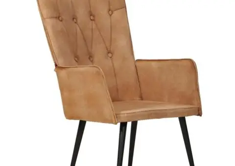 Scaun cu spătar înalt, maro, pânză - 1/5