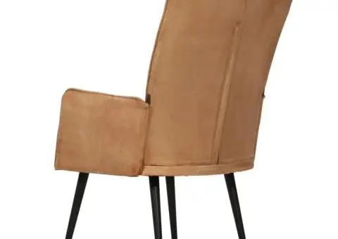 Scaun cu spătar înalt, maro, pânză - 4/5