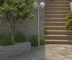 Lampă de grădină cu stâlp, 2 lămpi, 220 cm