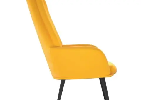 Scaun de relaxare, galben muștar, catifea - 4/5