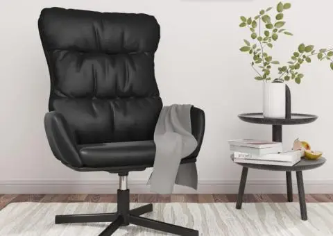 Scaun de relaxare, negru, piele ecologică - 1/5