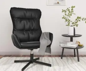 Scaun de relaxare, negru, piele ecologică