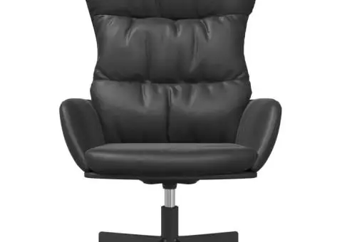 Scaun de relaxare, negru, piele ecologică - 3/5