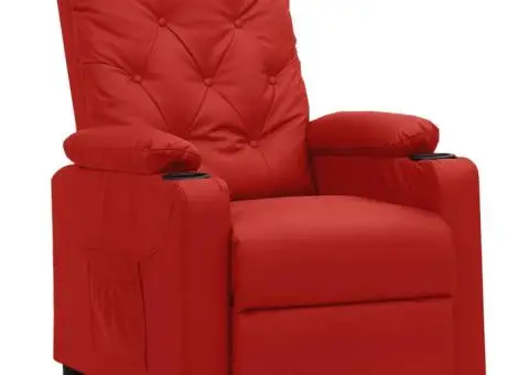 Fotoliu rabatabil, roșu vin, piele ecologică - 1/5