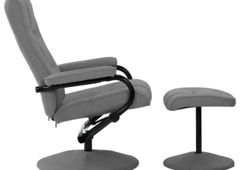 Fotoliu rabatabil cu taburet, gri deschis, material textil - 3/5