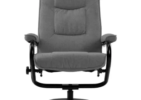 Fotoliu rabatabil cu taburet, gri deschis, material textil - 4/5