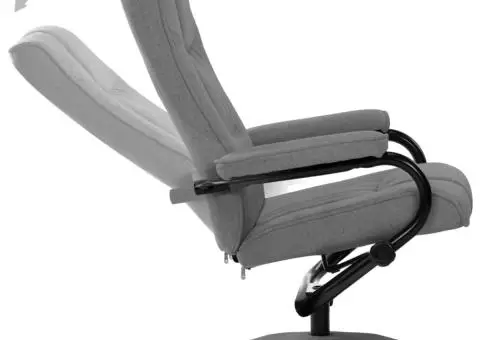 Fotoliu rabatabil cu taburet, gri deschis, material textil - 5/5