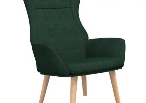 Scaun de relaxare, verde închis, material textil - 2/5