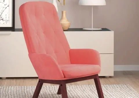 Scaun de relaxare, roz, catifea - 1/5