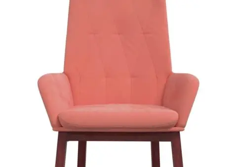 Scaun de relaxare, roz, catifea - 3/5