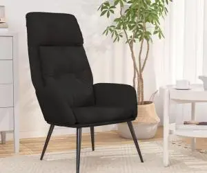 Scaun de relaxare, negru, piele întoarsă ecologică