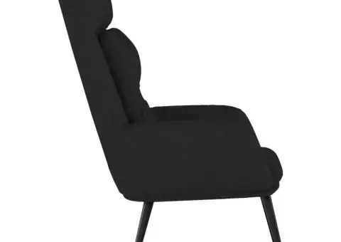 Scaun de relaxare, negru, piele întoarsă ecologică - 4/5