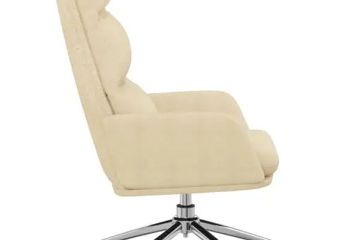 Scaun de relaxare, crem, material textil - 4/5