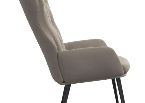 Scaun de relaxare, gri deschis, catifea - 4/5