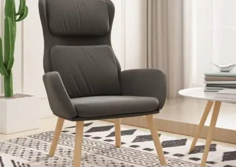 Scaun de relaxare, gri închis, catifea - 1/5