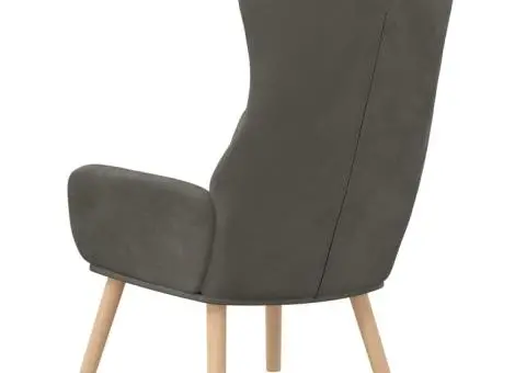 Scaun de relaxare, gri închis, catifea - 5/5