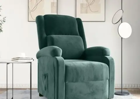 Fotoliu rabatabil, verde închis, catifea - 1/5